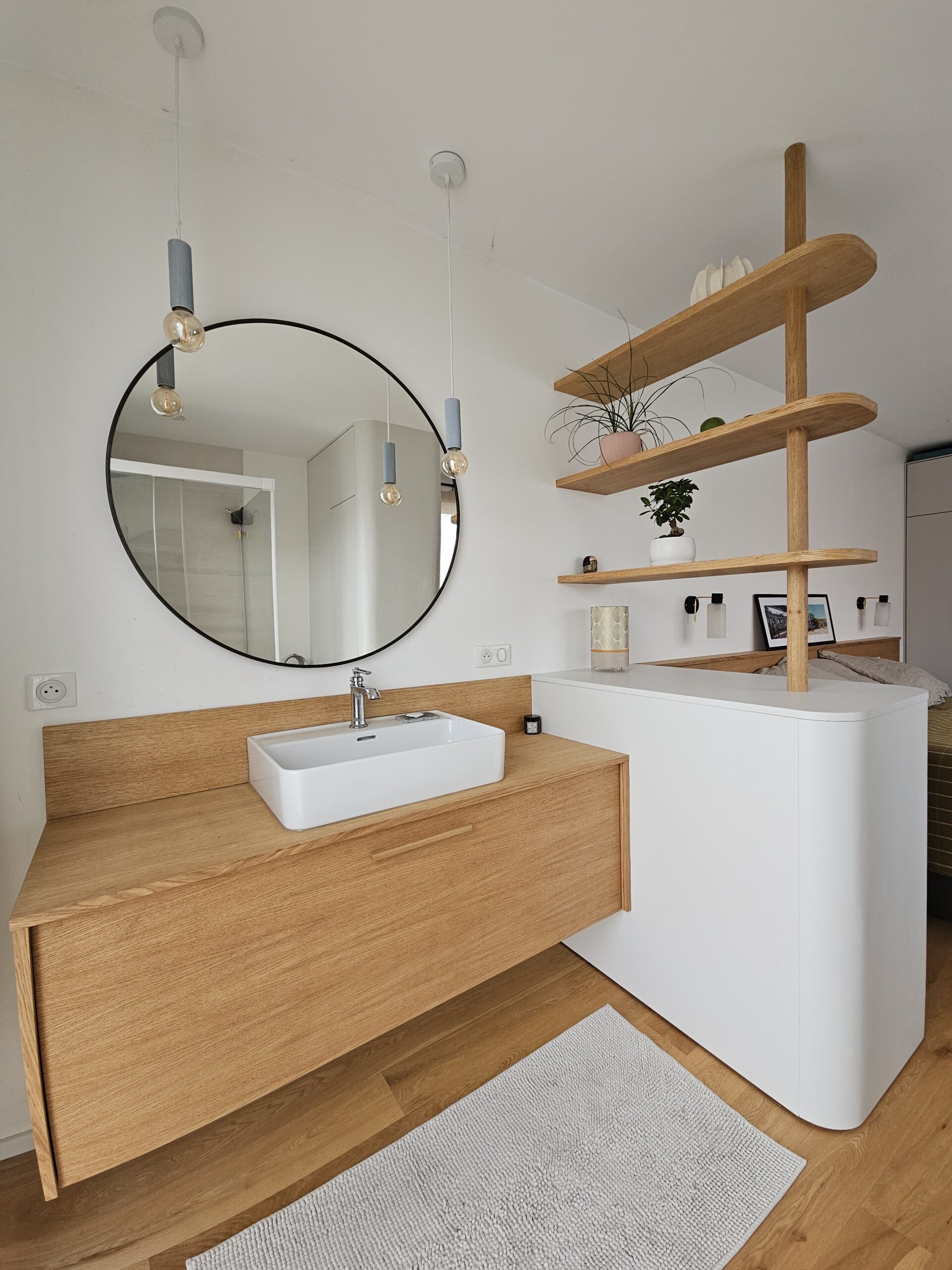 meuble salle de bain sur mesure chêne plaqué bondues